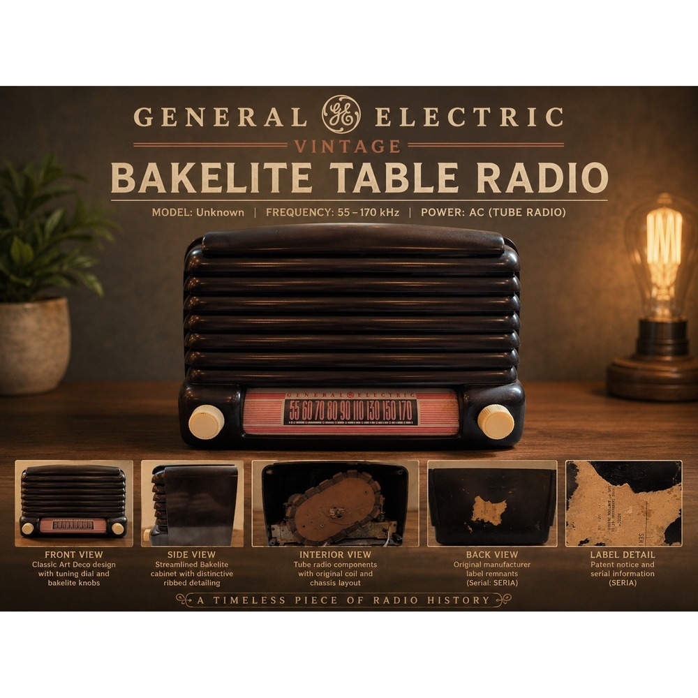 Vtg‎ General Electric GE Art Deco Bakelite Tube Radio Non-Working Parts/Repair